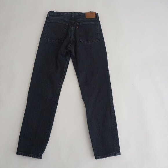 Levi's Wedgie Black Stone Wash Straight Tapered High Waisted Denim Jeans 26 - Picture 11 of 12